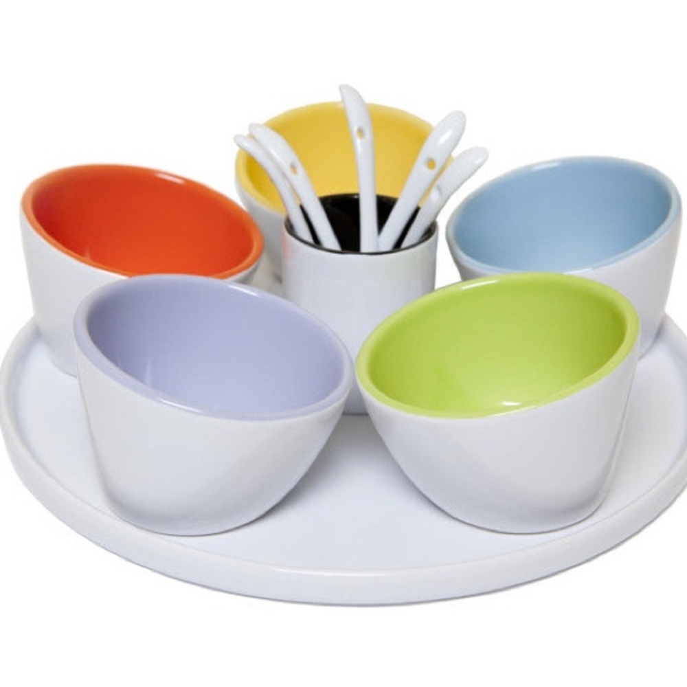 Colorful Ceramic Bowl Set with Spoons